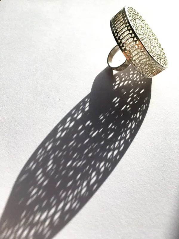 Handpierced silver statement ring