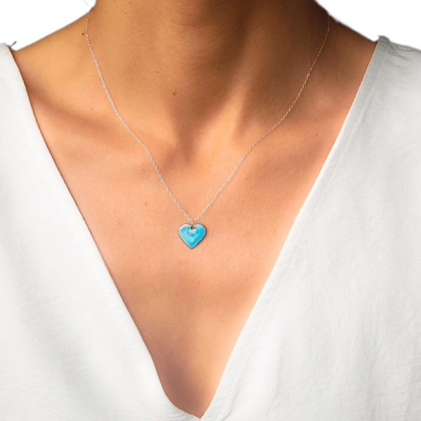 blue lovestruck with silver chain