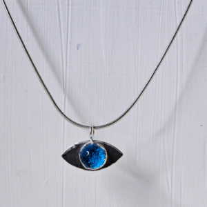 Handmade ashes in glass necklace in sterling silver – memorial jewellery UK