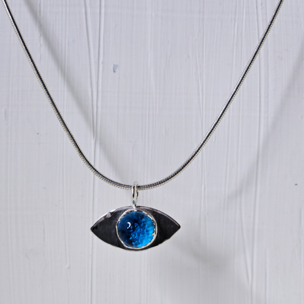 Handmade ashes in glass necklace in sterling silver – memorial jewellery UK