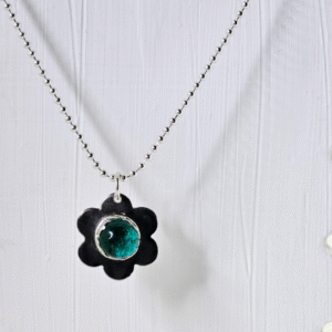 Handmade ashes in glass necklace in sterling silver – memorial jewellery UK