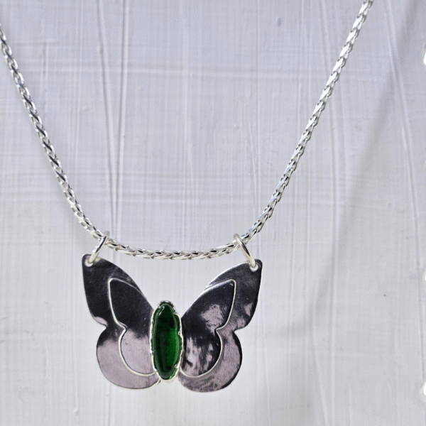 Handmade ashes in glass necklace in sterling silver – memorial jewellery UK
