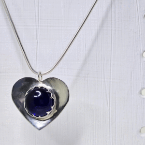 Handmade ashes in glass loveheart pendant necklace in sterling silver – memorial jewellery UK