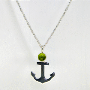 sterling silver and ashes in glass memorial anchor pendant