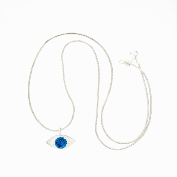 Handmade ashes in glass necklace in sterling silver – memorial jewellery UK