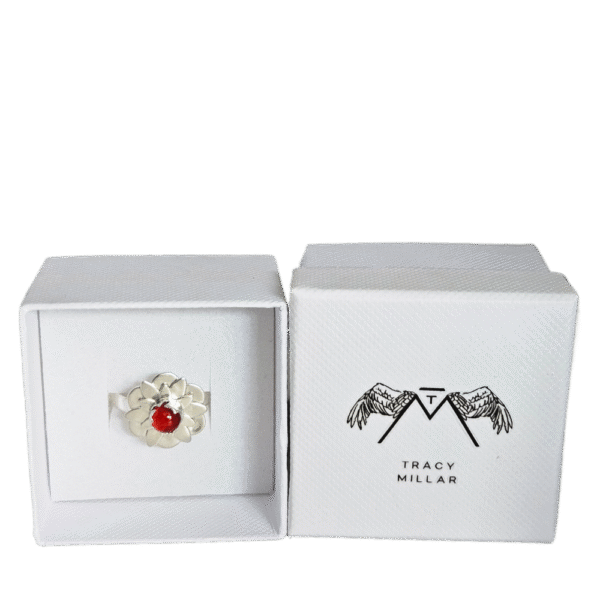 gift boxed sterling silver and ashes in glass ring