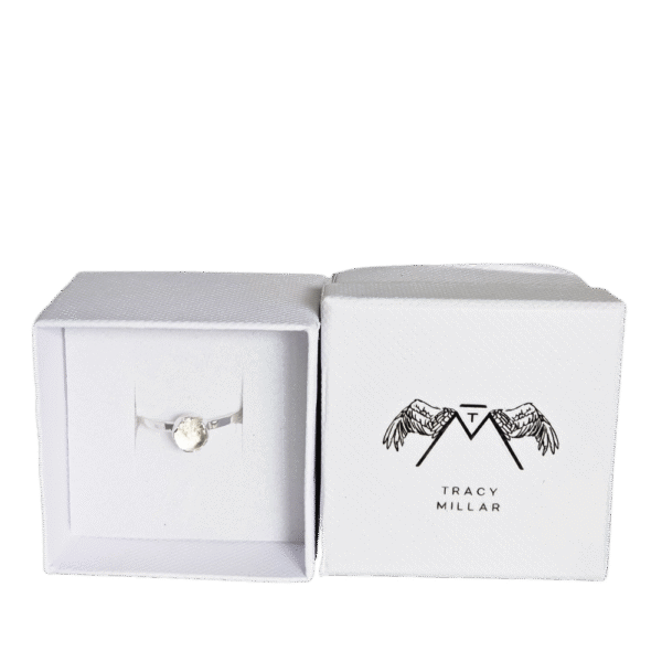 gift boxed ashes in glass solitaire ring