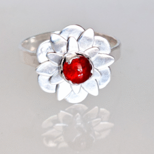 sterling silver and ashes in glass ring