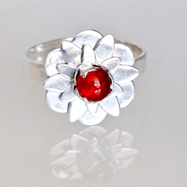 sterling silver and ashes in glass ring