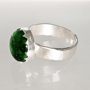 sterling silver ashes in glass ring