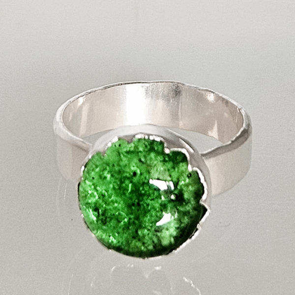 sterling silver ashes in glass ring