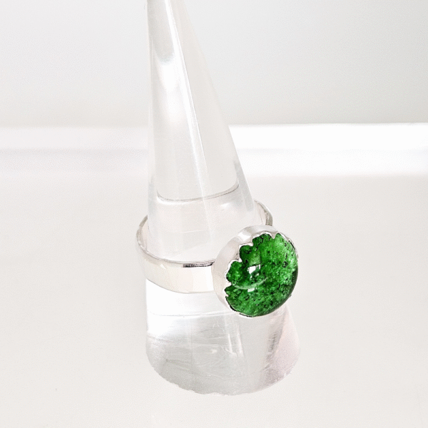 sterling silver ashes in glass ring
