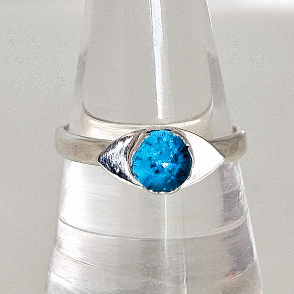 sterling silver and glass in ashes eye ring