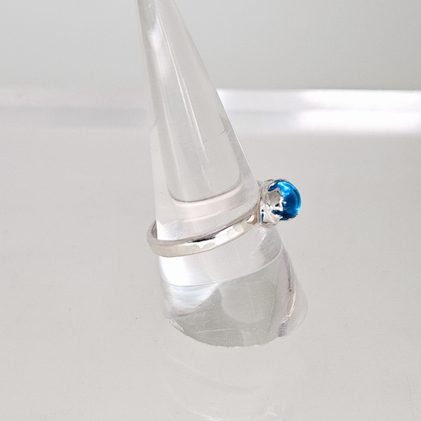 sterling silver and glass in ashes eye ring