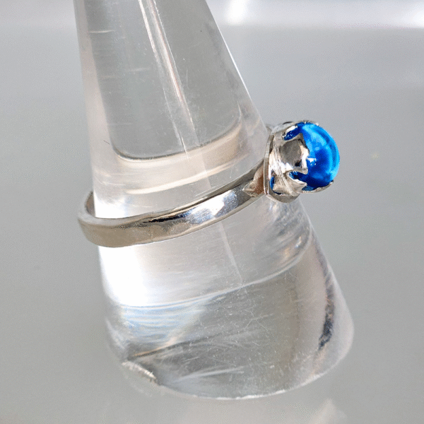 sterling silver and glass in ashes eye ring