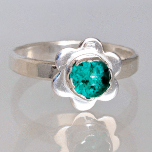 ashes in glass sterling silver ring