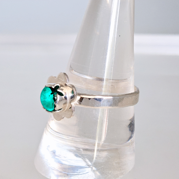 ashes in glass sterling silver ring