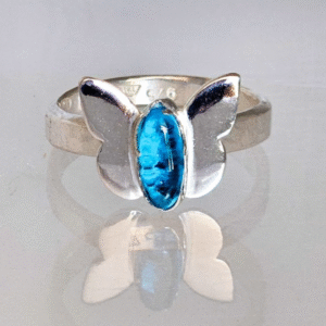sterling silver butterfly ashes in glass ring