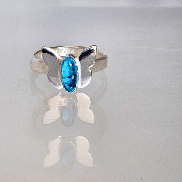sterling silver and ashes in glass butterfly ring