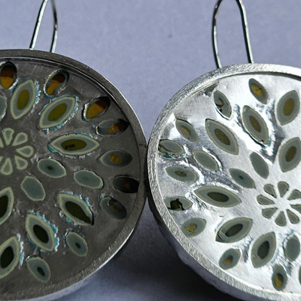 glass and silver earrings