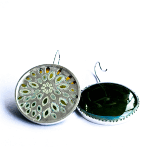 glass and silver earrings