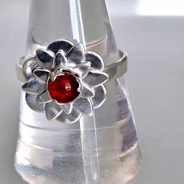 sterling silver and ashes in glass ring