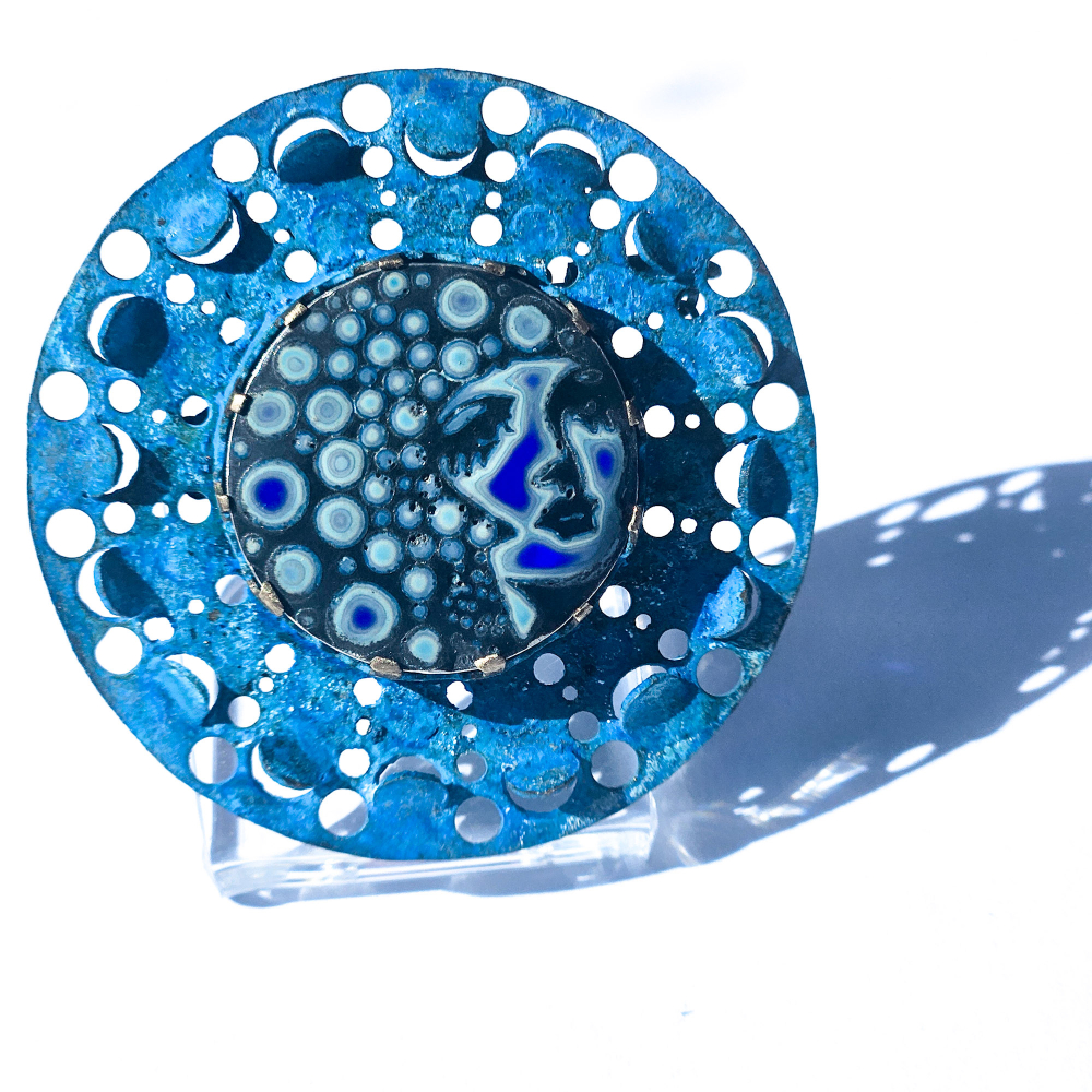 blue patina grace brooch