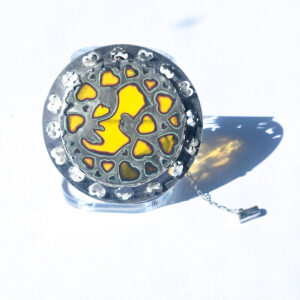 Shirley Brooch in Yellow Glass and Silver
