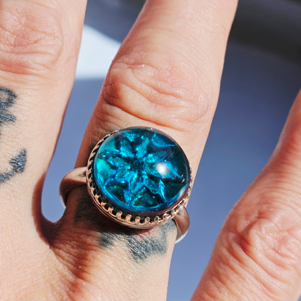 Crushed Candy Ring in Aegean Blue with Copper - Image 13