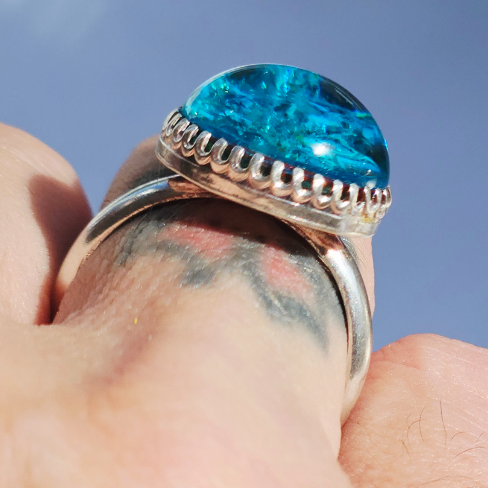 Crushed Candy Ring in Aegean Blue with Copper - Image 7