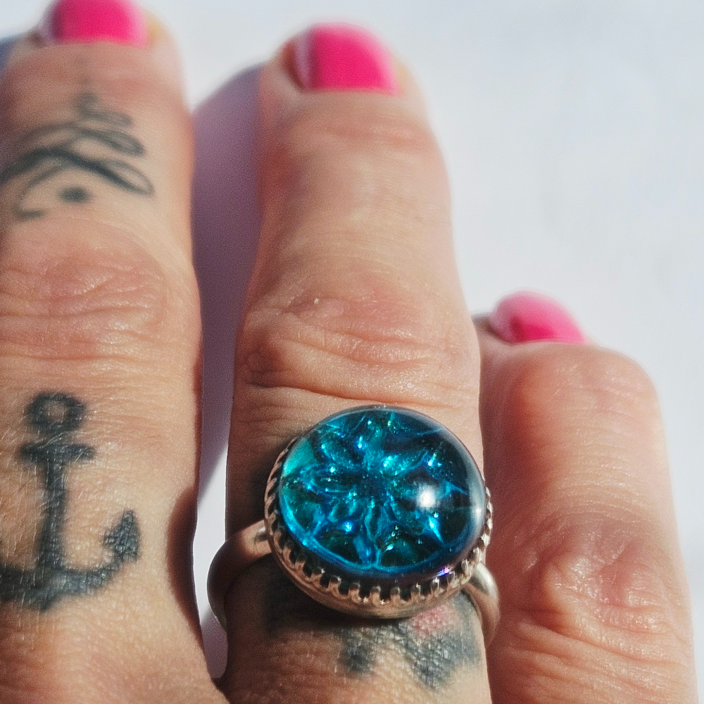 Crushed Candy Ring in Aegean Blue with Copper - Image 8