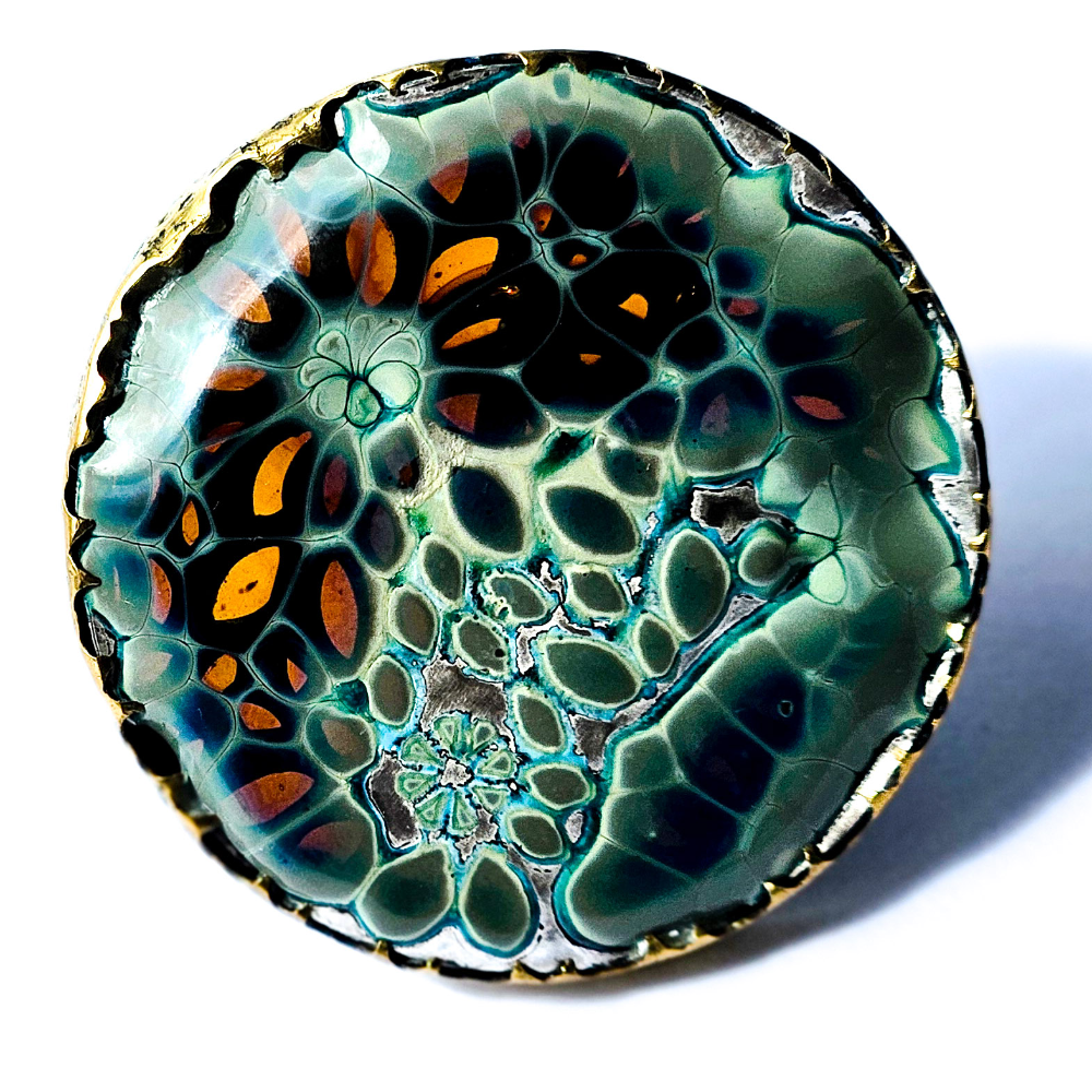 eutechtic glass and silver ring