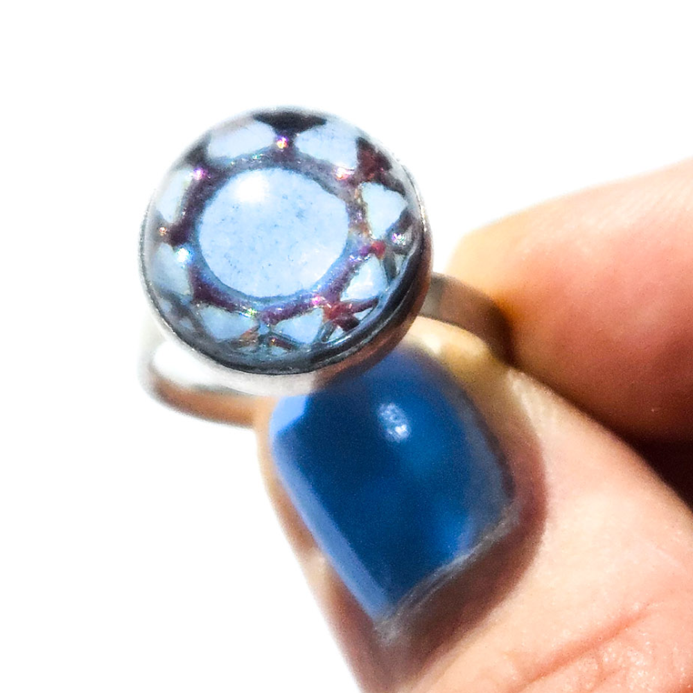 Crushed Candy Ring in Steel Blue with Copper - Image 12