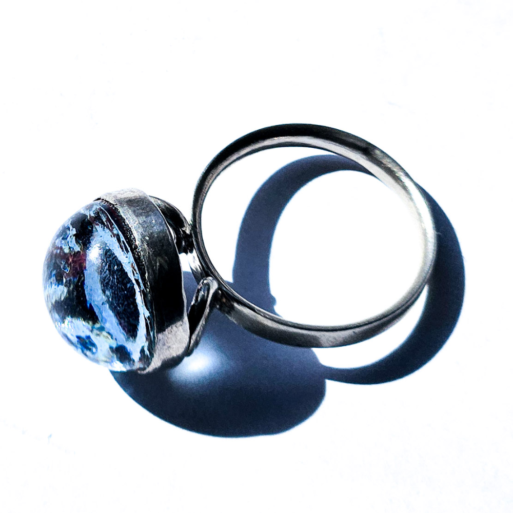 Crushed Candy Ring in Steel Blue with Copper