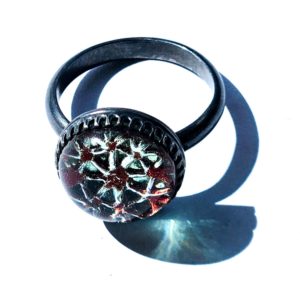 Crushed Candy Ring in Lagoon with Copper, Oxidised