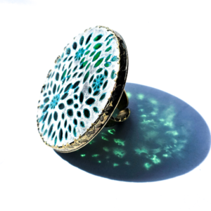 Green Tearjerker brass statement ring