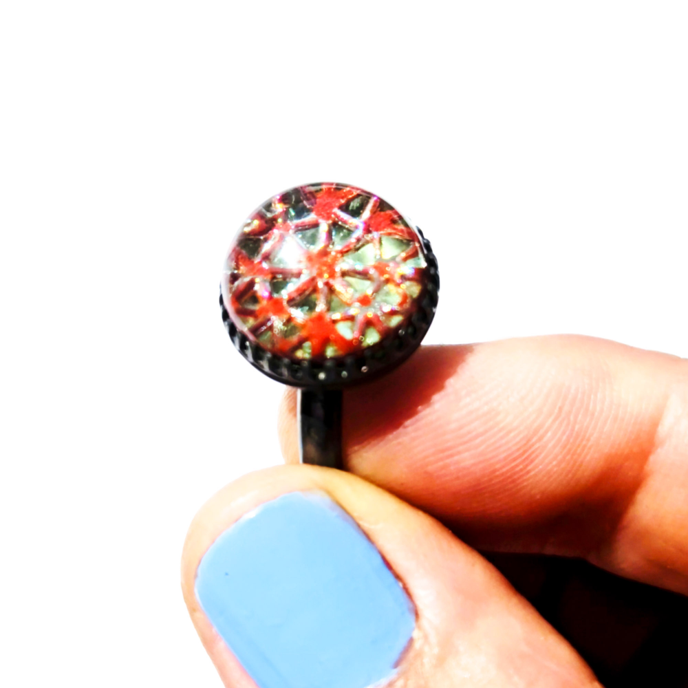Crushed Candy Ring in Lagoon with Copper, Oxidised - Image 6