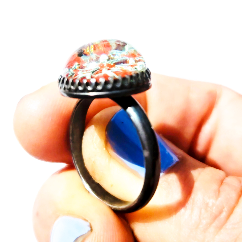 Crushed Candy Ring in Lagoon with Copper, Oxidised - Image 10