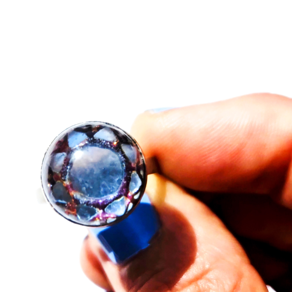 Crushed Candy Ring in Steel Blue with Copper - Image 7