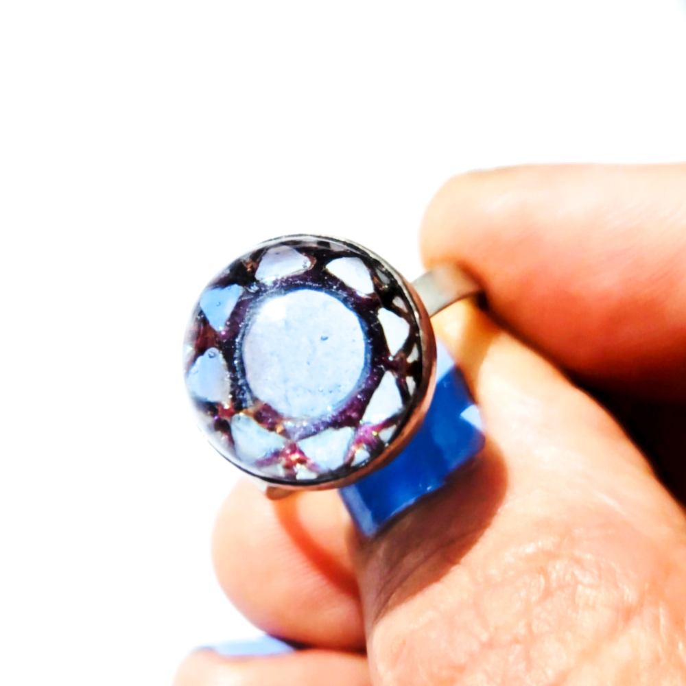 Crushed Candy Ring in Steel Blue with Copper - Image 2