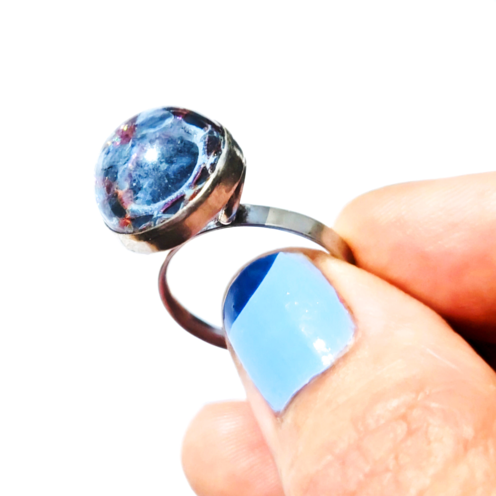 Crushed Candy Ring in Steel Blue with Copper - Image 3