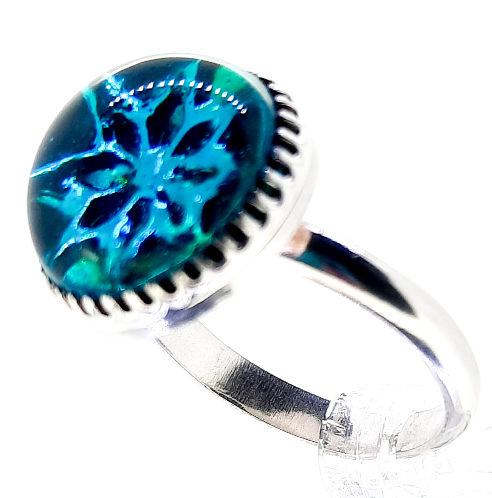 Crushed Candy Ring in Aegean Blue with Copper