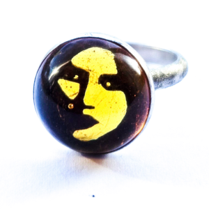 Crushed Candy Ring in Amber with Penny