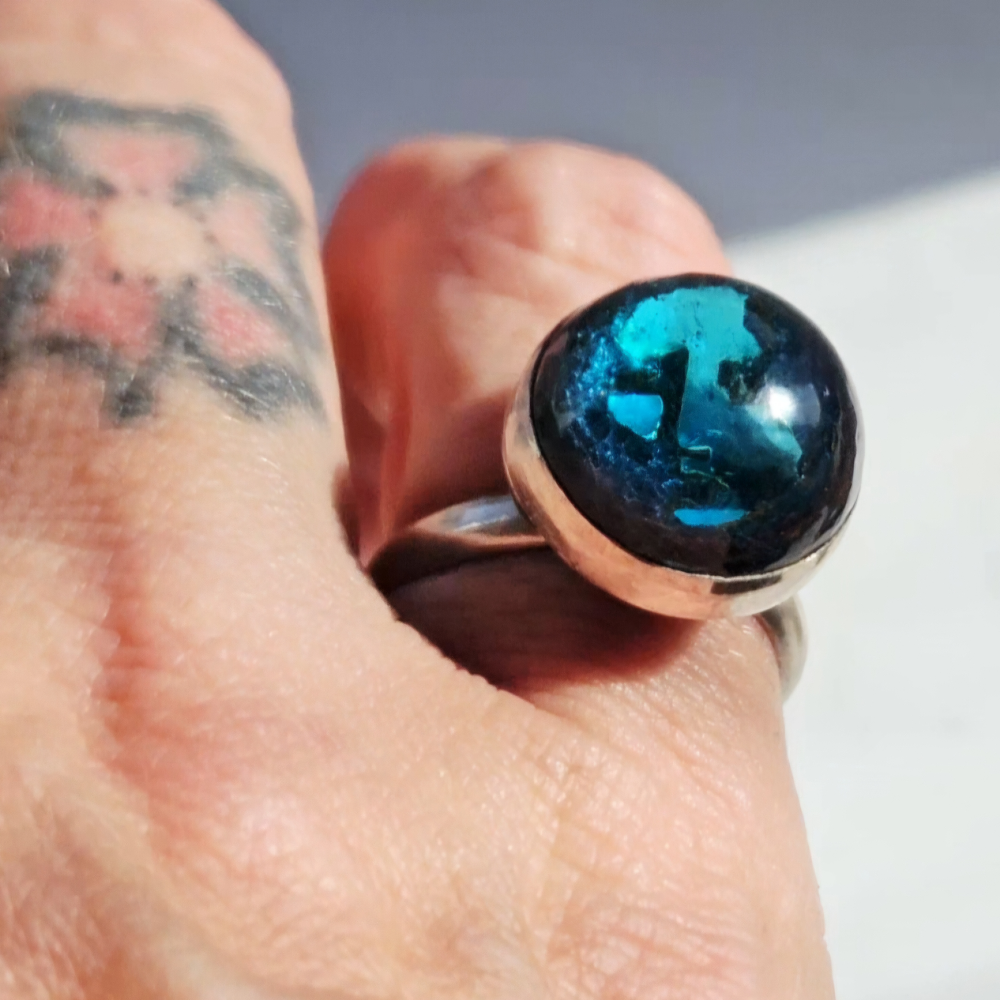 Crushed Candy Ring in Turquoise with Penny - Image 4