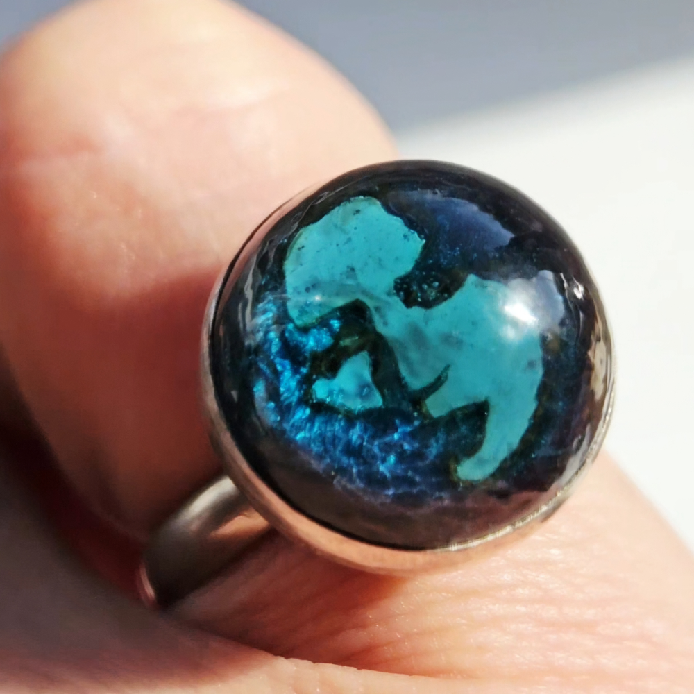 Crushed Candy Ring in Turquoise with Penny - Image 2