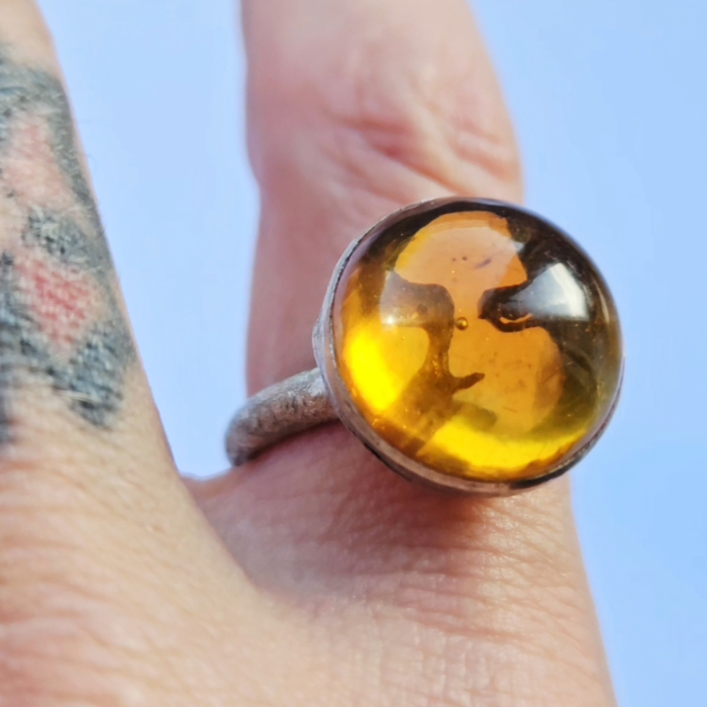 Crushed Candy Ring in Amber with Penny - Image 2